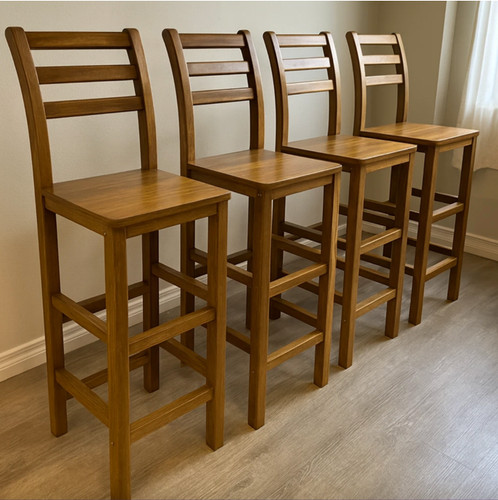 Wooden bar stools set - wooden,