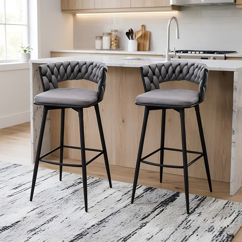 2pcs grey swivel bar stools - 2pcs,