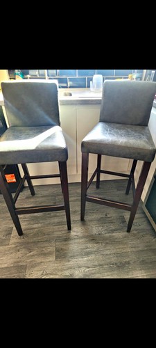 Pair grey upholstered bar - pair,