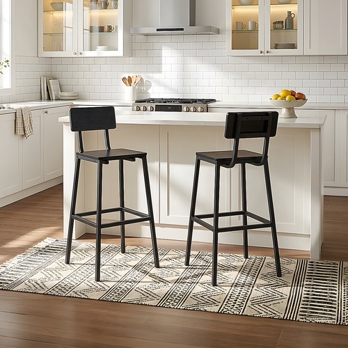 Black bar stools set - black, 2